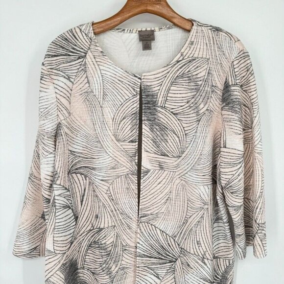 Chico's 2 Easywear womens knit Cardigan Jacket pink gray Crinkle size large - Picture 4 of 11